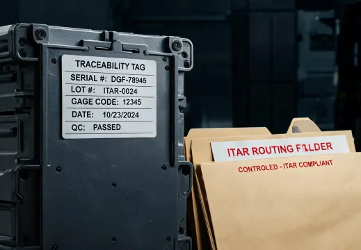 Defense sheet metal enclosure with traceability tags
